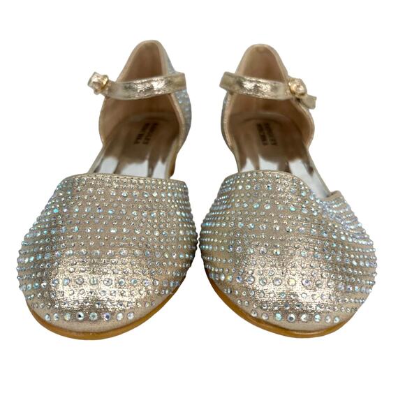 Badgley Mischka Girls Metallic Dress Shoes 3 Rhinestones Light Gold BM84031 - Picture 3 of 14